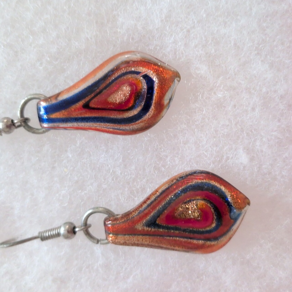 Murano Glass Swirl Earrings - Picture 3 of 4